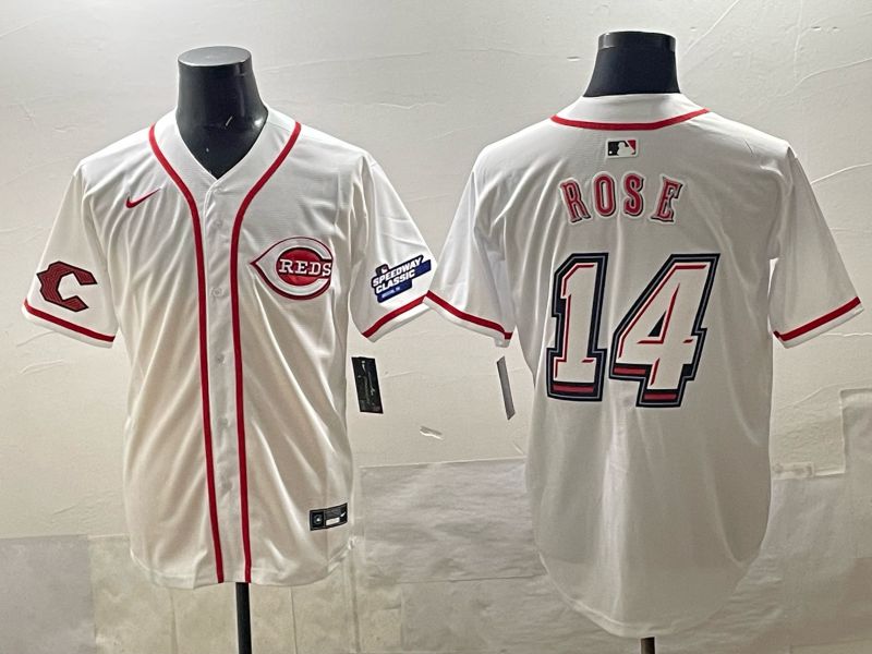 Men 2025 Cincinnati Reds #14 Rose White Nike 2025 MLB Jersey 08